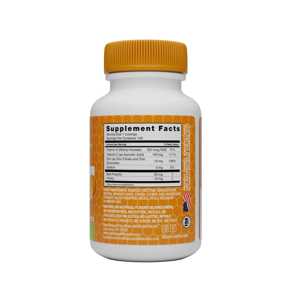 Basic Health Brands® Zinc Lozenges, Orange
